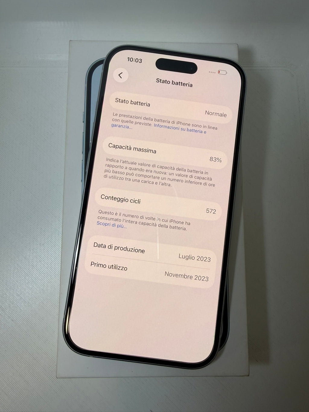 IPhone 15 128GB Blue Batteria 83%