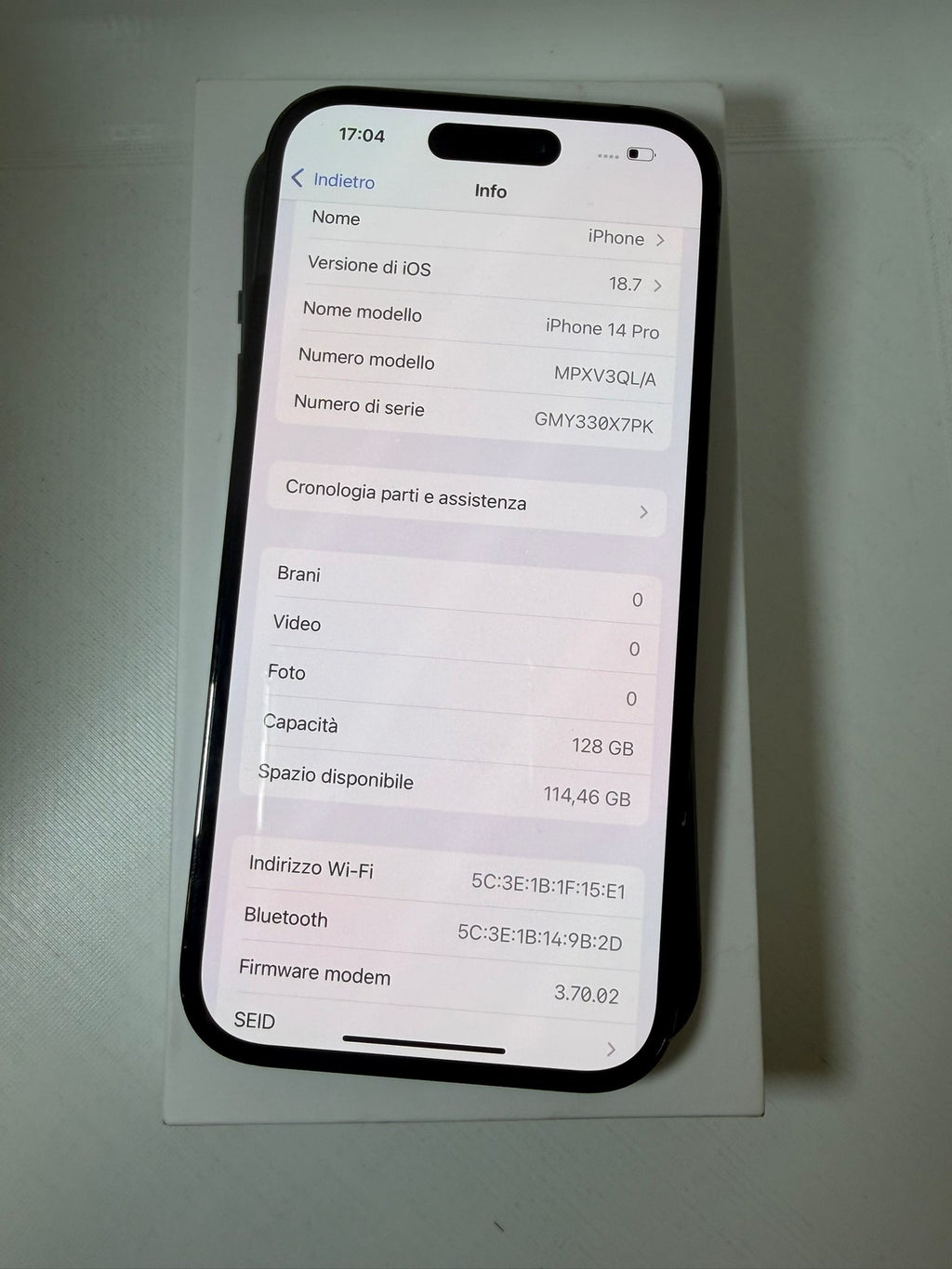 IPhone 14 Pro 128GB Space Black Batteria 100%