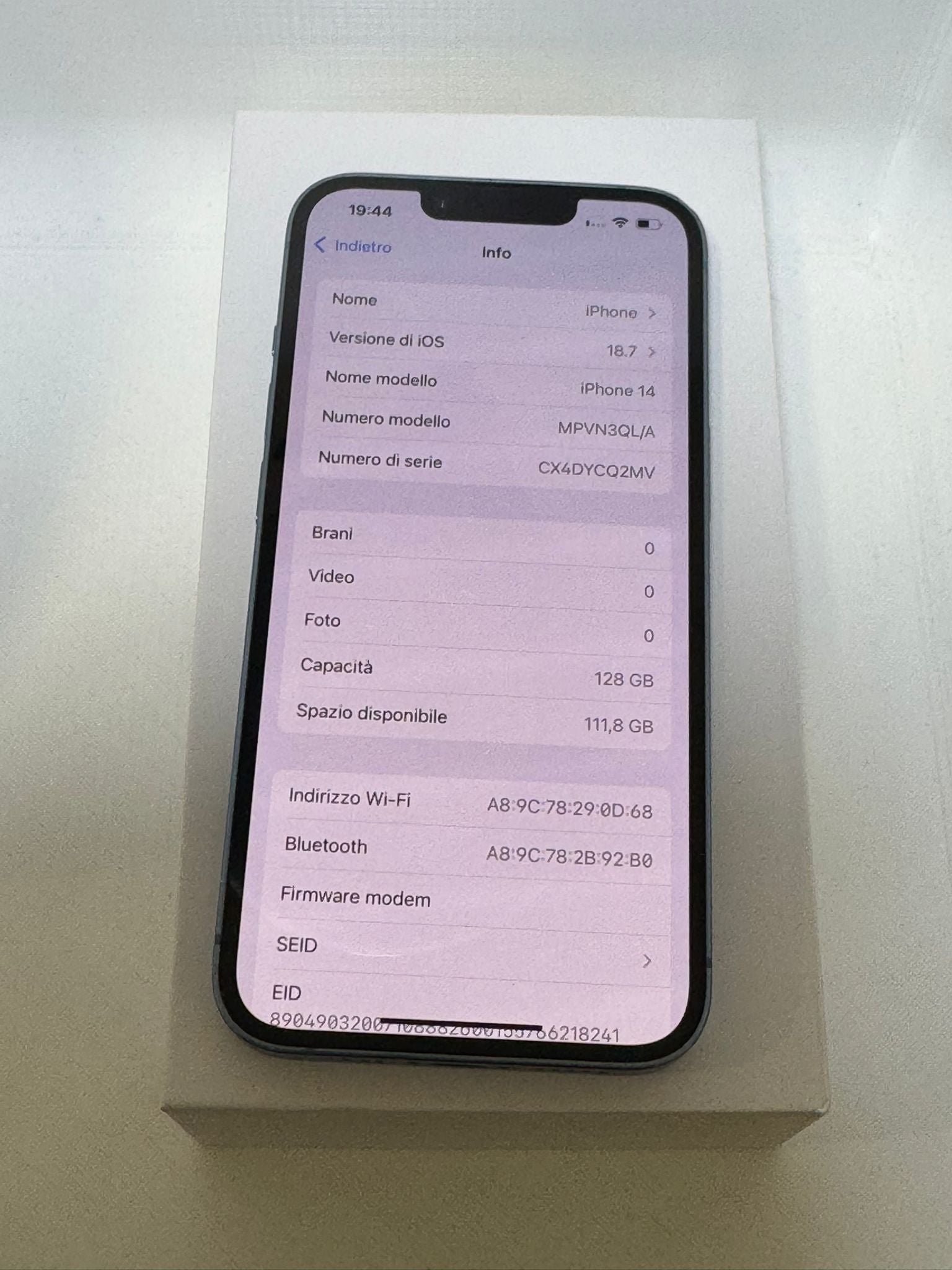 iPhone 14 128 GB blu Batteria 87%