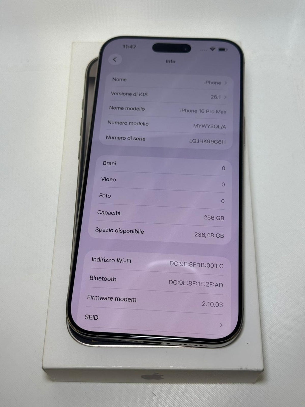 IPhone 16 Pro Max 256 GB Batteria 98%