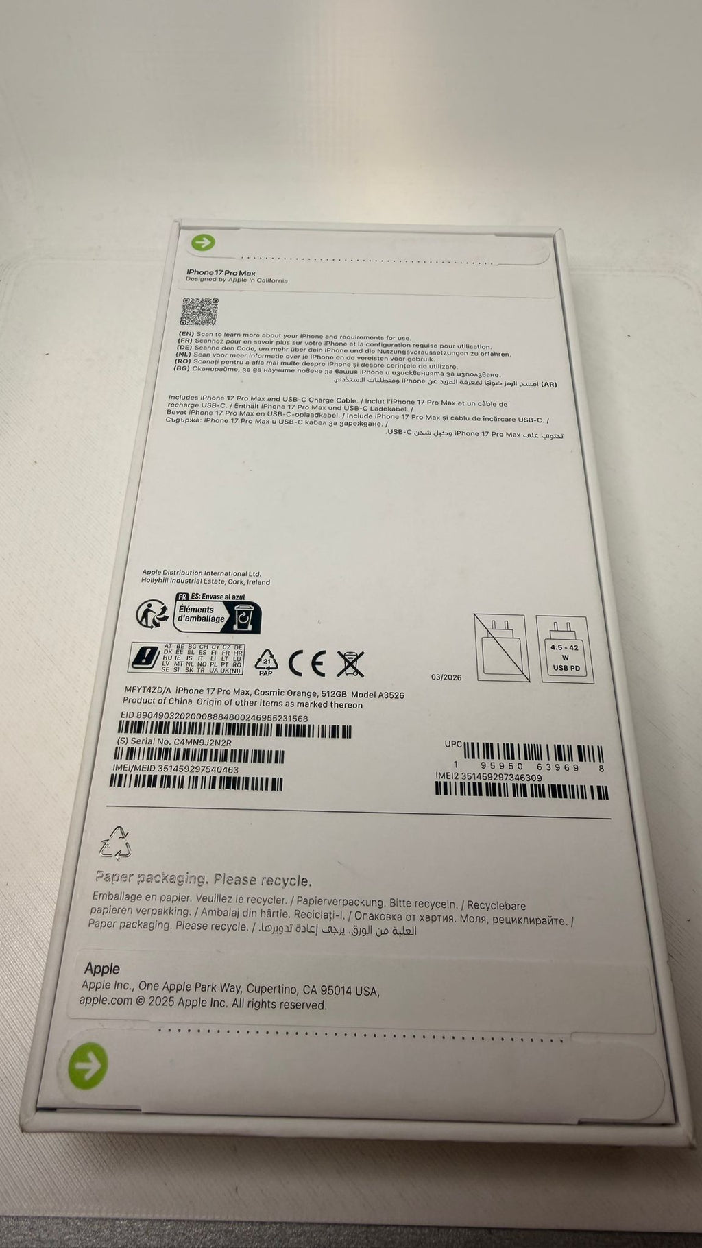 IPHONE 17 PRO MAX 512 GB ORANGE NUOVO
