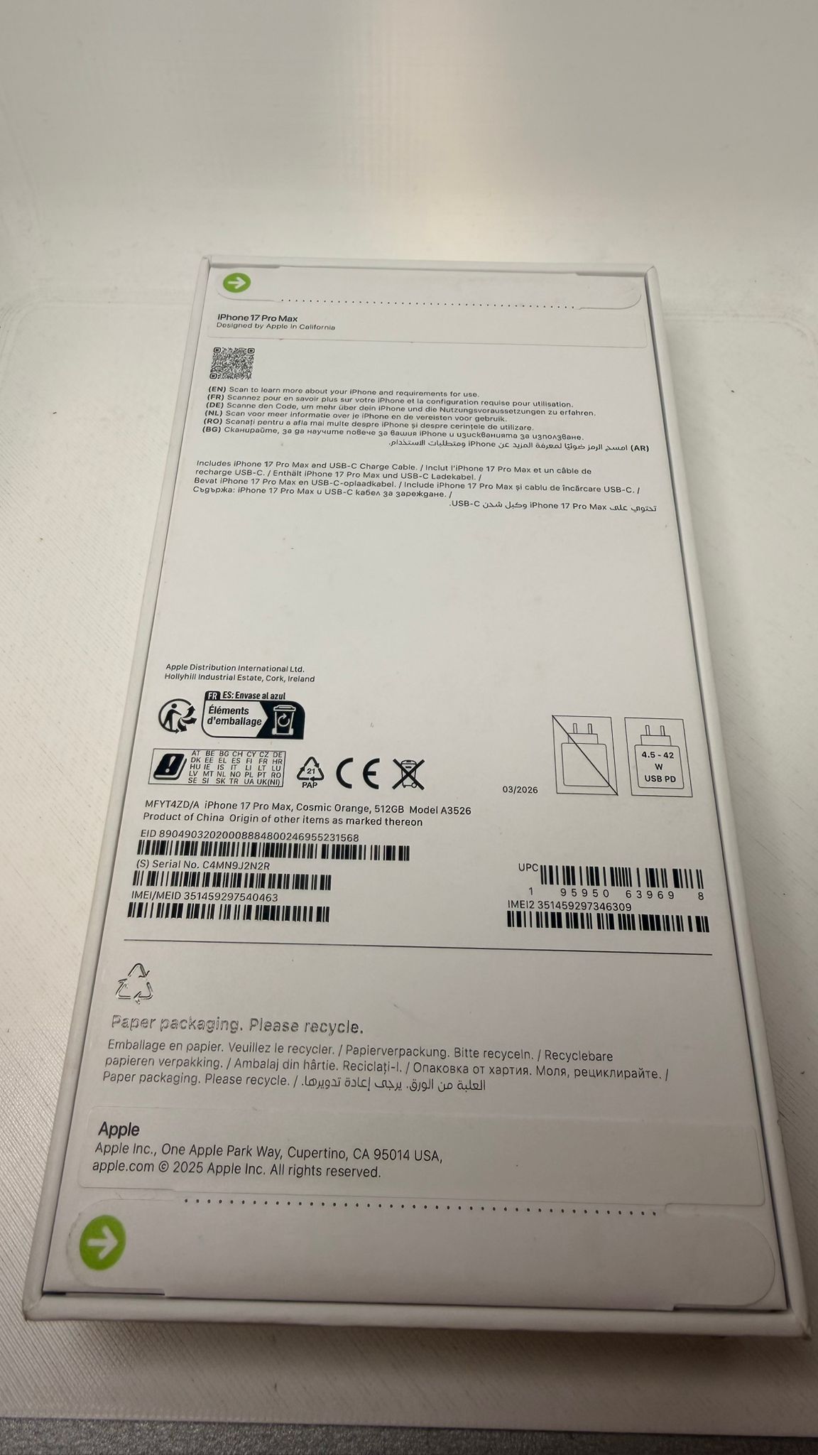 IPHONE 17 PRO MAX 512 GB ORANGE NUOVO