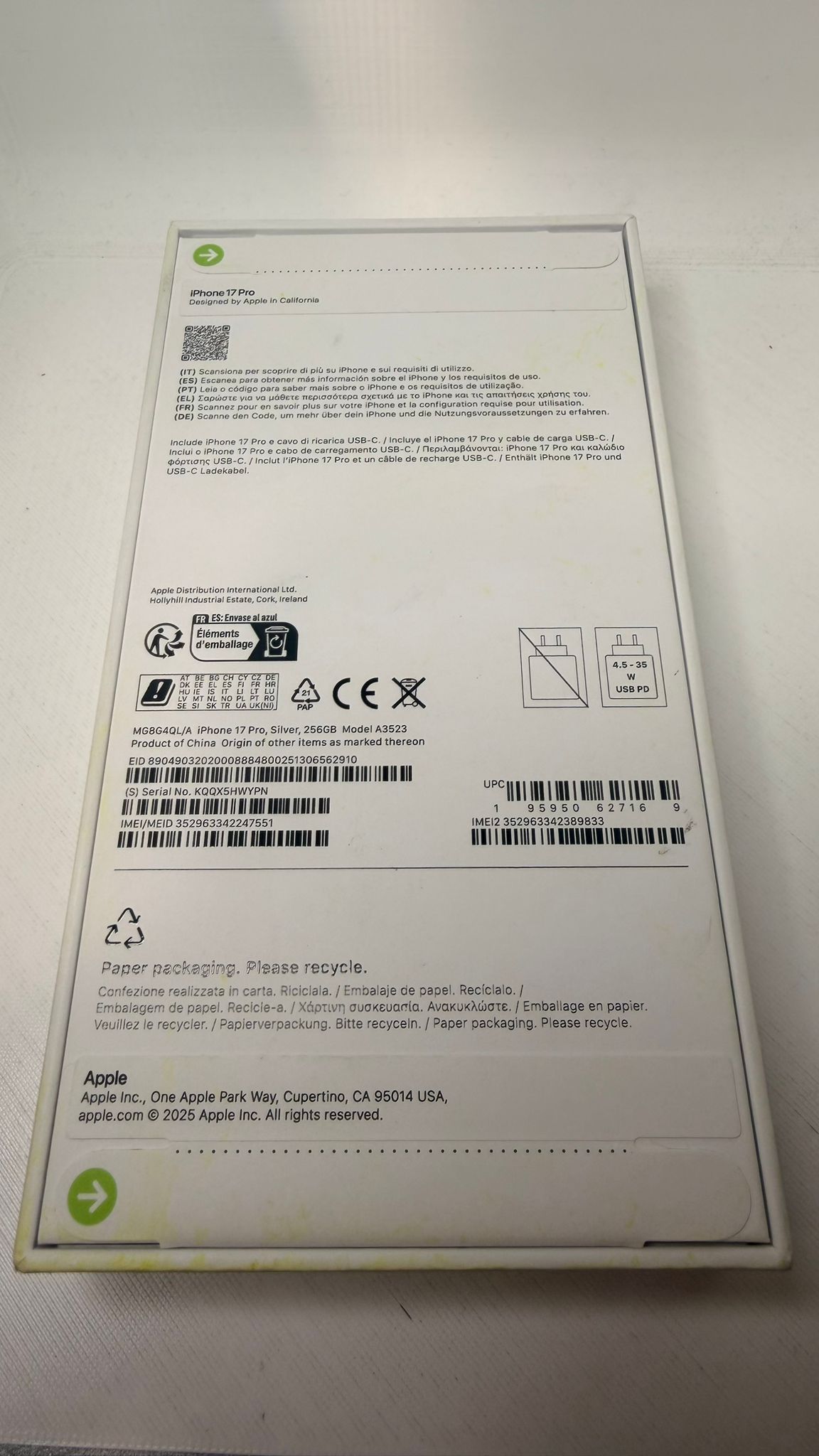 IPHONE 17 PRO 256 GB WHITE