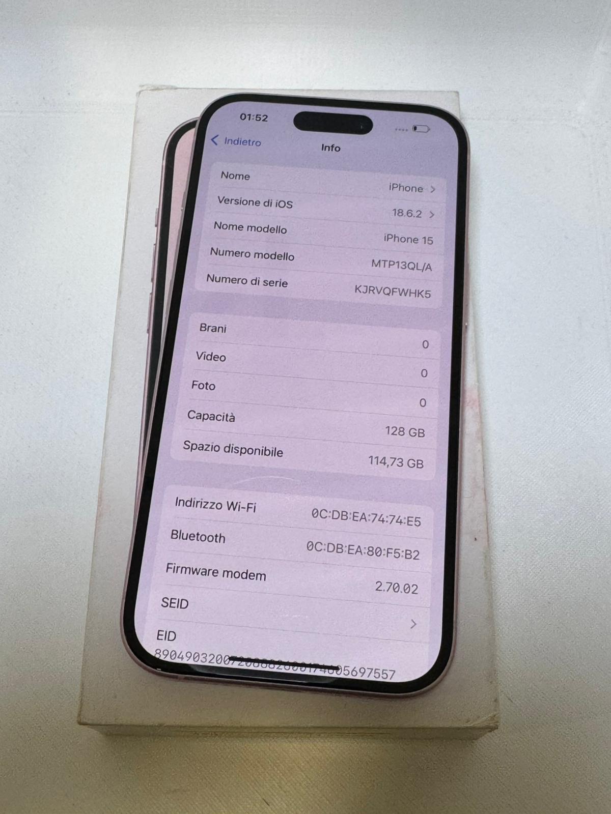 iPhone 15 Rosa 128 GB Batteria 89%